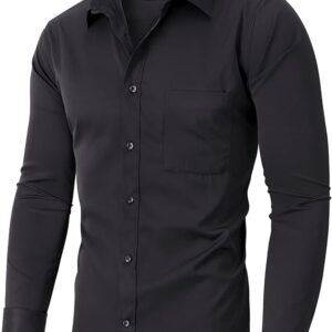 Alimens & Gentle Men's Dress Shirts Long Sleeve Wrinkle-Free Stretch Shirts