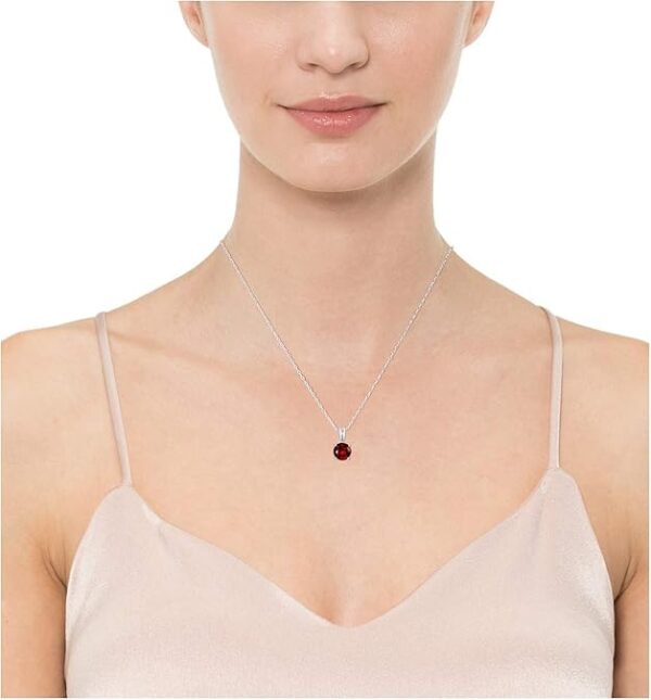 Amazon Essentials Sterling Silver Round Cut Birthstone Pendant Necklace 18" - Image 3