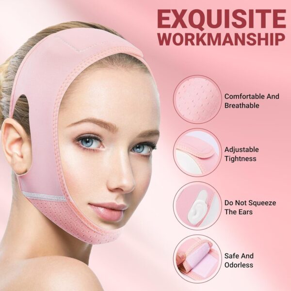 Reusable V Line Lifting Mask with Chin Strap for Sleeping,Face Lift Prevent Sagging, - Image 3