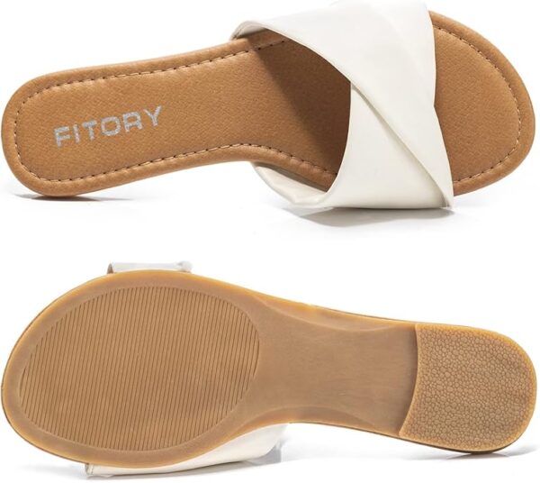 FITORY Women's Flat Sandals Fashion Slides With Soft Leather - Image 4