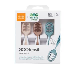 NumNum Baby Spoons Set, Feeding Littles x Silicone Pre-Spoon GOOtensils for Baby Led Weaning,