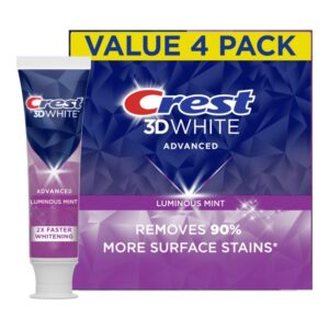 Crest 3D White Advanced Luminous Mint Teeth Whitening Toothpaste,