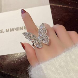 Aimimier Cubic Zirconia Butterfly Ring Sparkling Crystal