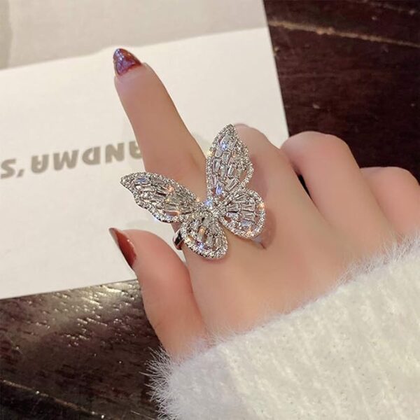 Aimimier Cubic Zirconia Butterfly Ring Sparkling Crystal