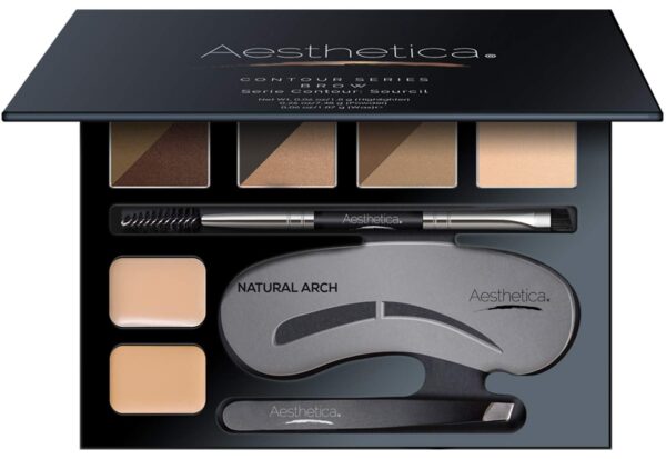Aesthetica Brow Contour Kit 16-Piece Eyebrow Makeup Palette Set 6 Eyebrow Powders,