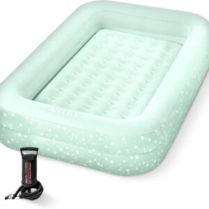 Intex Kids Travel Air Mattress Inflatable Bed with Raised Sides and Hand Pump
