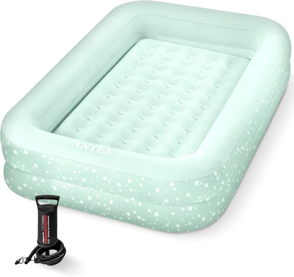 Intex Kids Travel Air Mattress Inflatable Bed with Raised Sides and Hand Pump