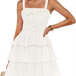 ZESICA Women's Summer Sleeveless Ruffle Tiered Layered Mini Dresses 2025