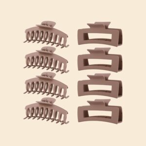 8 Pcs Khaki Hair Clips for Women 4.3 Inch Large