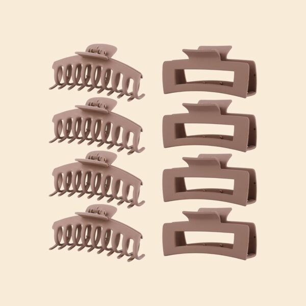 8 Pcs Khaki Hair Clips for Women 4.3 Inch Large