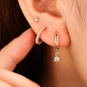 3 Pairs Gold Hoop Earrings Set