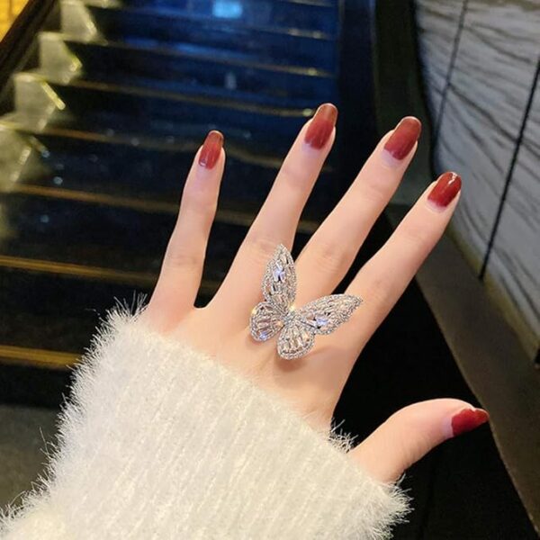 Aimimier Cubic Zirconia Butterfly Ring Sparkling Crystal - Image 2