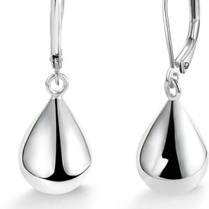 925 Sterling Silver Teardrop Leverback Earrings for Women Girls