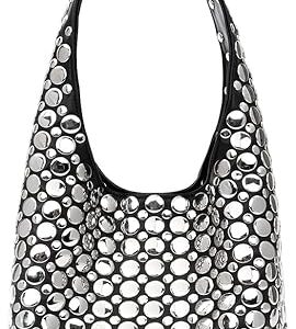 Women's Studded Y2k Hobo Bag 90s Punk Crescent Shoulder Purse