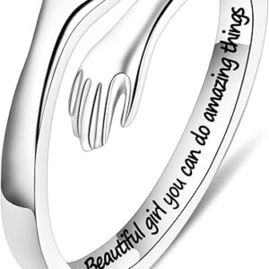 Yesteel S925 Sterling Silver Hug Ring for Women Teen Girls,