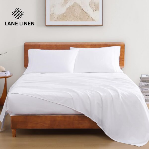 LANE LINEN Eco Friendly 100% Organic Cotton Queen Sheet Set, Soft & Comfy Fully Elasticized 15" - Image 2