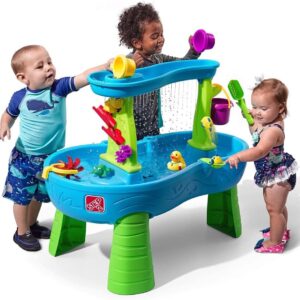 Step2 Rain Showers Splash Pond Toddler Water Table, Kids Water and Sand Activity Sensory Playset,