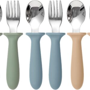 Toddler Utensils, 6 Pack kids Silverware Set with Silicone Handle,
