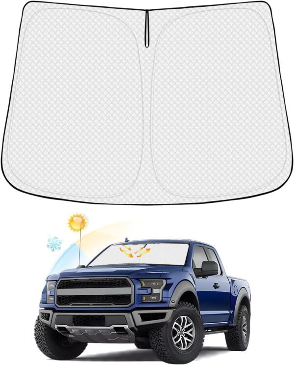Windshield Sun Shade for Ford F-150 2015-2020 F150 Thicken 6-Layer Foldable Front Window Sunshade