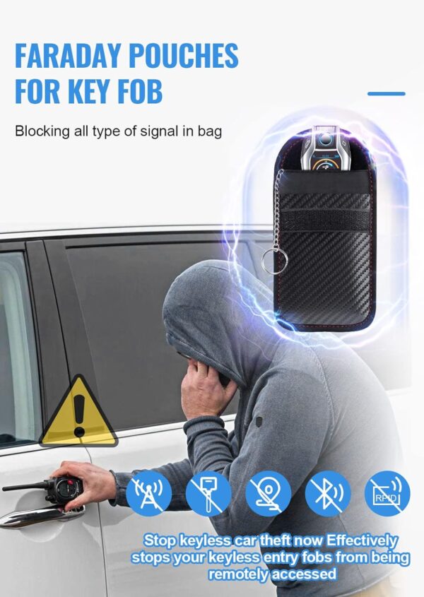 Faraday Pouch for Car Keys, Faraday Bag, Car RFID Signal Blocking Holder, - Image 2