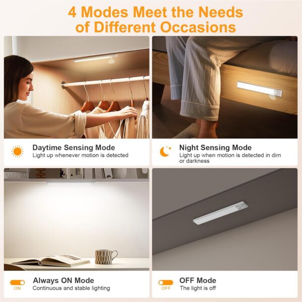 Gritin Under Cabinet Lighting- 84 LED Super Bright,3-Color & 5-Brightness,4 Modes,Motion Sensor, - Image 2