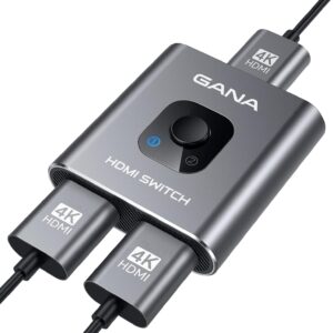 HDMI Switch 4k@60hz Splitter, GANA Aluminum Bidirectional HDMI Switcher 2 in 1 Out,