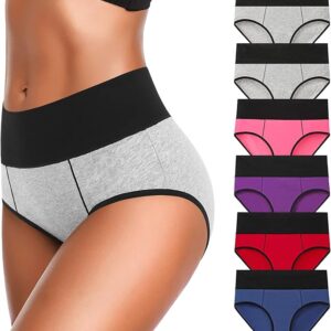 Eiggam Underwear for Women Cotton High Waist Panties Full Coverage Briefs