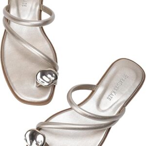 Women's Toe Ring Thong Sandals Open Toe Slide Flat Sandals Casual Summer