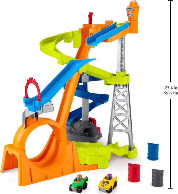 Fisher-Price Little People Toddler Toy Hot Wheels Spiral Stunt Speedway Race Track Playset - Image 2