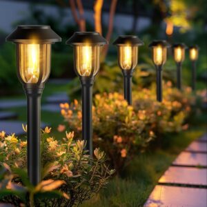 12 Pack Solar Lights Outdoor, Pathway Lights Solar Powered Outdoor Waterproof