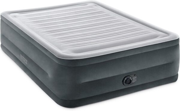Intex 64417ED 22in Queen Dura-Beam Comfort Plush High-Rise Inflatable Air Mattress with Built in Pump