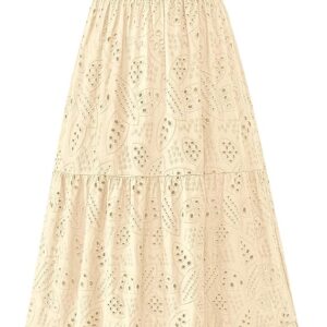 BTFBM Women Summer Eyelet Midi Dresses Casual Spring 2025