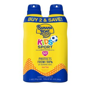 Banana Boat Sport Kids Sunscreen Spray SPF 50, Twin Pack | Spray Sunscreen for Kids,