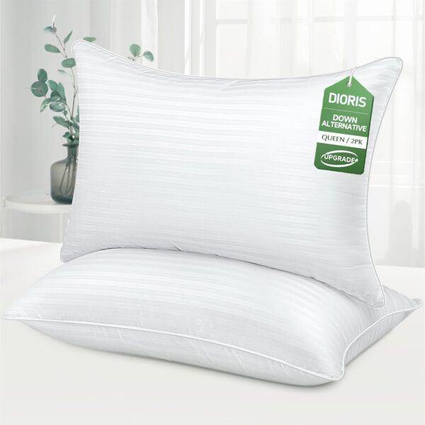 DIORIS Pillows Queen Size Set of 2 - Luxury Hotel Bed Pillows for Sleeping,