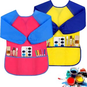PEASUG 2 Pack Kids Art Smock, Kids Painting Apron, Toddler Smock Artist Painting for 2-4 Years, Waterproof