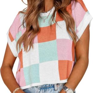 Womens Summer Crop Tops 2025 Cap Short Sleeve Sweater