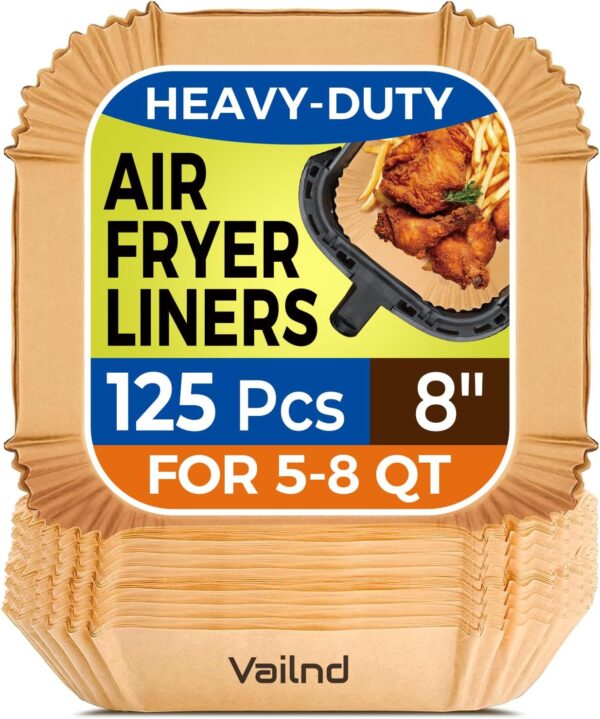 Air Fryer Paper Liners, 125Pcs Parchment Paper, Air Fryer Liners Disposable for Microwave,