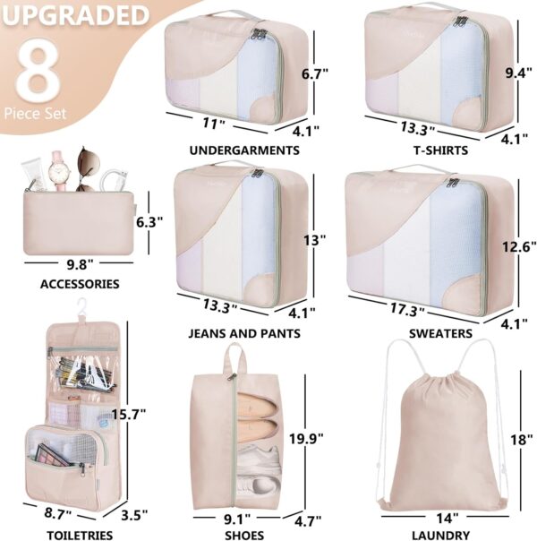 10 Set/8 Set Packing Cubes for Travel, Gifts for Women Mom,Anti-Tearing Suitcase Organizer for Luggage - Image 2