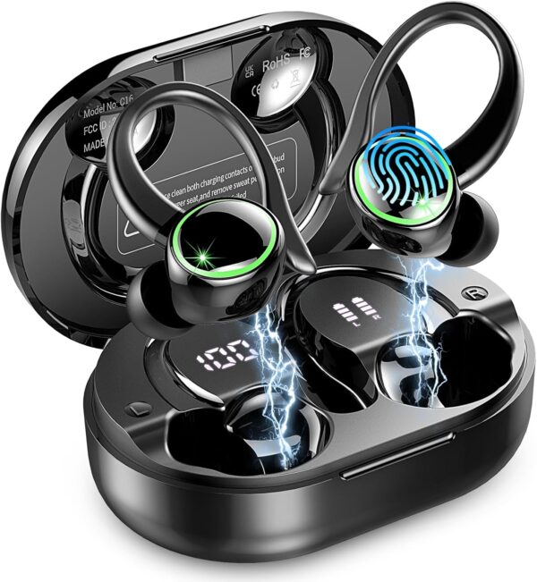Wireless Earbuds, Bluetooth 5.4 Headphones Sports, 50H Playback Over-Ear buds