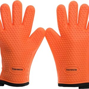 KITCHEN PERFECTION Silicone Smoker Oven Gloves -Extreme Heat Resistant BBQ Gloves -