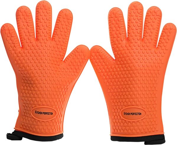 KITCHEN PERFECTION Silicone Smoker Oven Gloves -Extreme Heat Resistant BBQ Gloves -