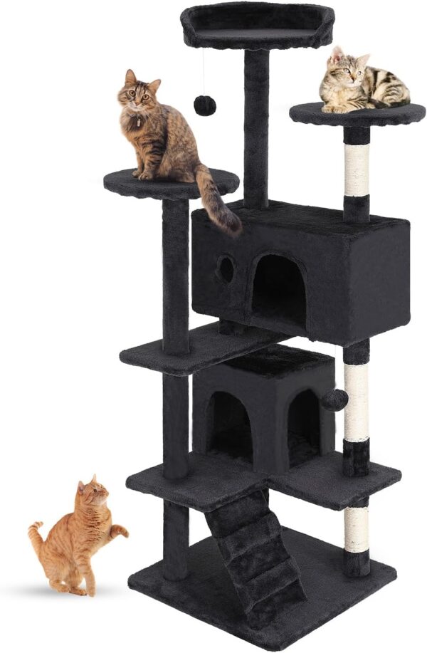 FDW Cat Tree 54in Cat Tower Multi-Level Durable Cat Scratching Post & Cozy Fun Cat Jumping Platform Space