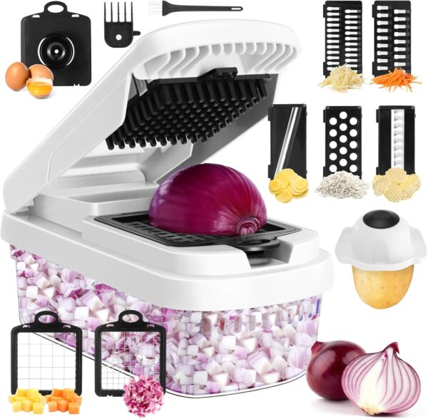 Professional 12-in-1 Vegetable Chopper with 7 Stainless Steel Blades