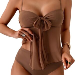 B2prity Womens Mesh Tankini Swimsuits Flowy Two Piece Bathing Suit