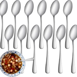 12 Pcs Teaspoons Set, Food-Grade Stainless Steel Spoons Silverware, Cutlery Tea Spoons, Durable Dessert Spoons,
