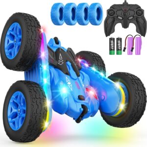 Remote Control Car, Rc Cars Stunt Kids Toys New Upgraded Strip Lights and Headlights Double-Sided