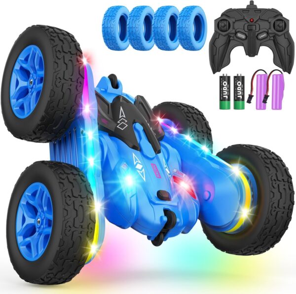 Remote Control Car, Rc Cars Stunt Kids Toys New Upgraded Strip Lights and Headlights Double-Sided