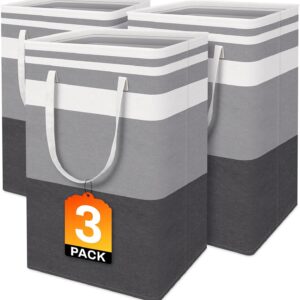 BlissTotes 3-Pack Laundry Basket, Freestanding＆Waterproof Laundry Hamper,