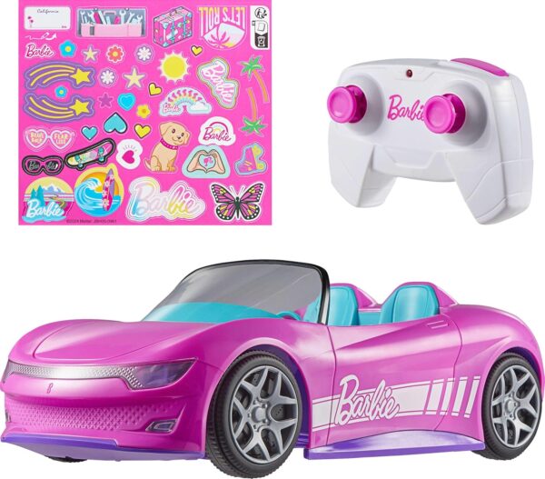 Barbie Hot Wheels RC Toy Car, Remote-Control Pink Convertible,