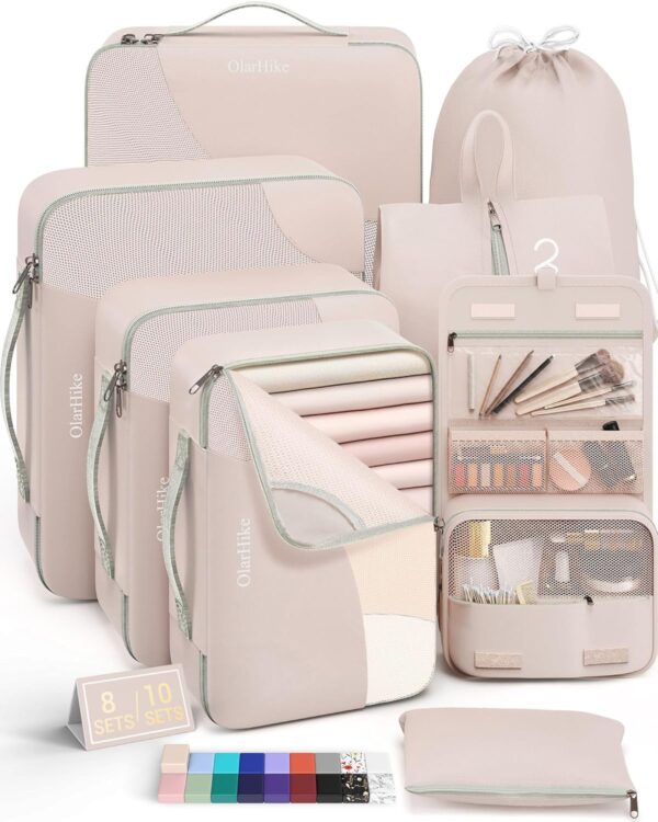 10 Set/8 Set Packing Cubes for Travel, Gifts for Women Mom,Anti-Tearing Suitcase Organizer for Luggage